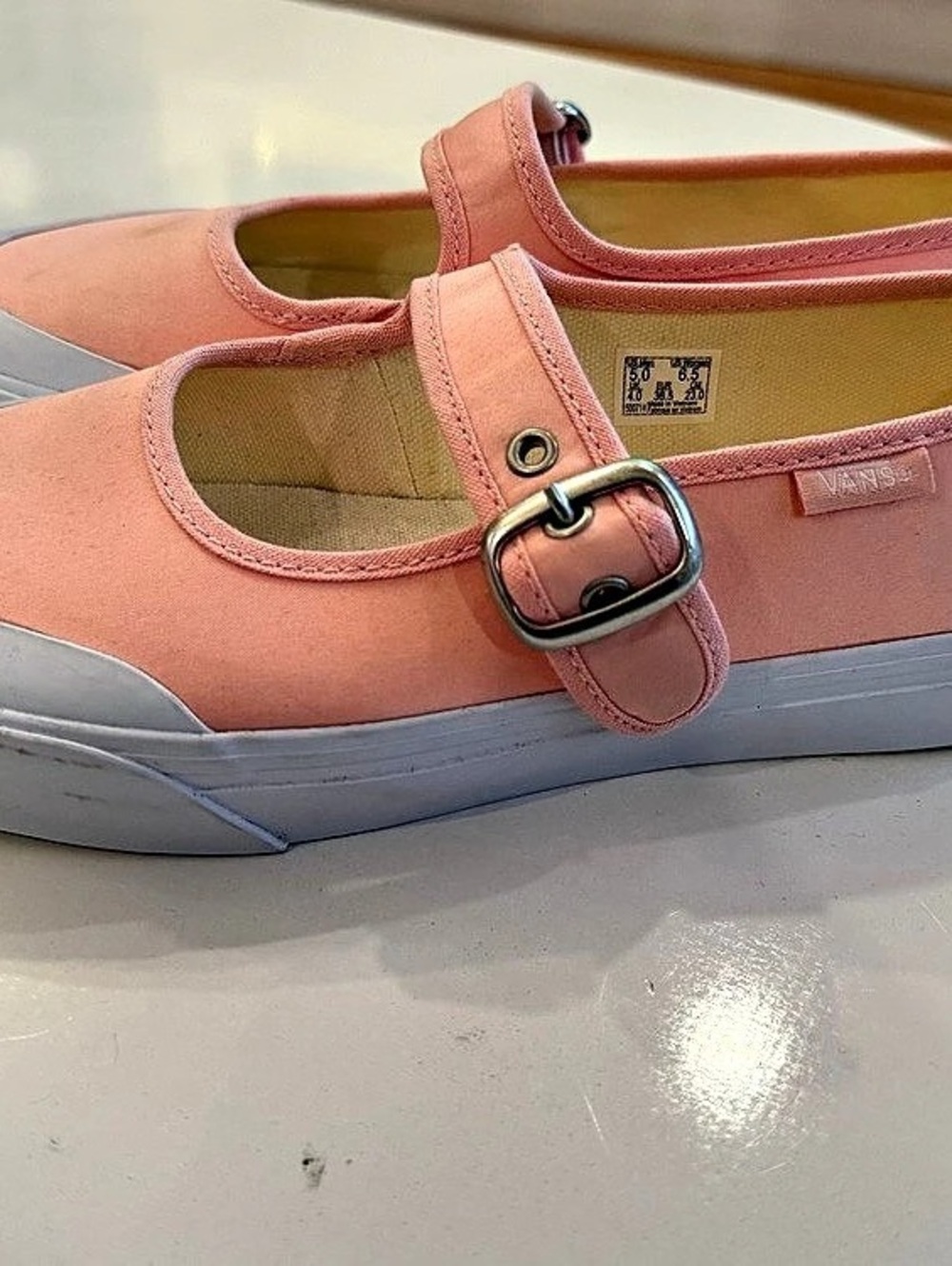 Vans Mary Jane Pink & White Sneakers US 6.5